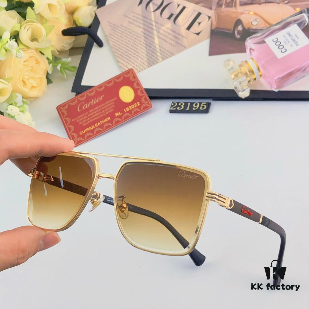 6931ac75ccd8ab3d7afa0c62 Cartier Square Metal Double-Bar Men's Sunglasses, Oversized UV Protection Fashion Trendy European and American Style Sun Glasses