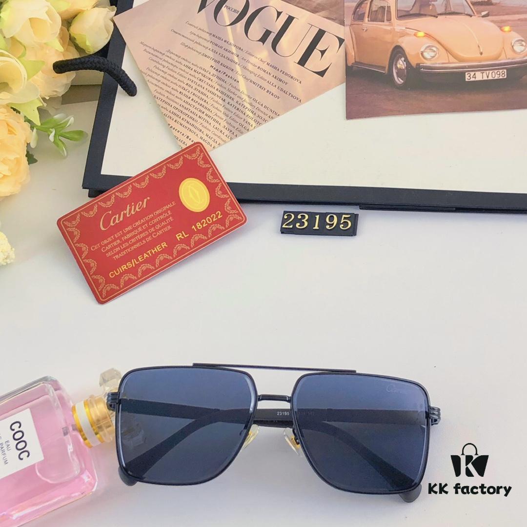 6931ac75ccd8ab3d7afa0c64 Cartier Square Metal Double-Bar Men's Sunglasses, Oversized UV Protection Fashion Trendy European and American Style Sun Glasses