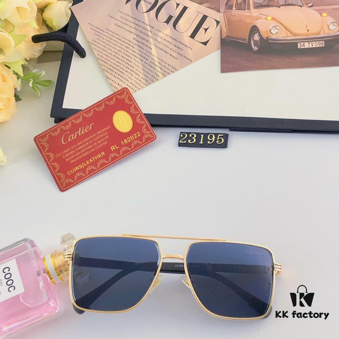 6931ac75ccd8ab3d7afa0c65 Cartier Square Metal Double-Bar Men's Sunglasses, Oversized UV Protection Fashion Trendy European and American Style Sun Glasses