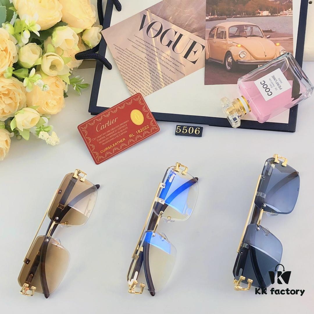 6931ac75ccd8ab3d7afa0c67 Cartier Retro Panther Rimless Cut-out Sunglasses, Fashionable Square Wooden Frame Unisex Sun Glasses