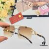 6931ac75ccd8ab3d7afa0c6b Cartier Retro Panther Rimless Cut-out Sunglasses, Fashionable Square Wooden Frame Unisex Sun Glasses