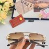 6931ac75ccd8ab3d7afa0c6c Cartier Retro Panther Rimless Cut-out Sunglasses, Fashionable Square Wooden Frame Unisex Sun Glasses