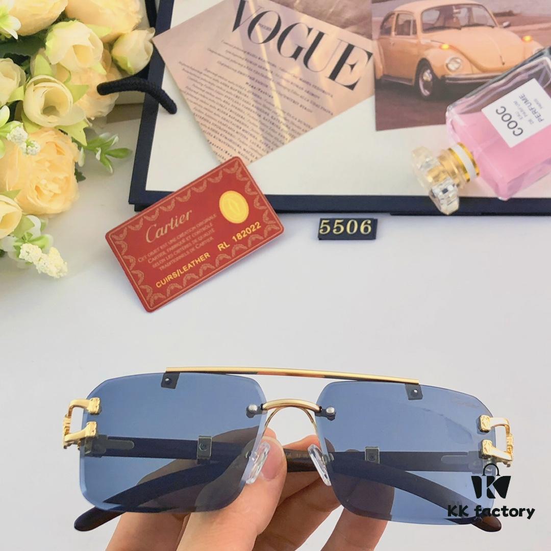 6931ac75ccd8ab3d7afa0c6e Cartier Retro Panther Rimless Cut-out Sunglasses, Fashionable Square Wooden Frame Unisex Sun Glasses