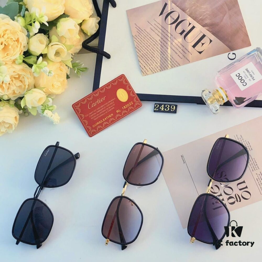 6931ac77ccd8ab3d7afa0c82 Cartier Summer Men's Fashionable Aviator Sunglasses with Black Frame and Brown Tinted Lenses, Stylish Retro Minimalist Sun Glasses