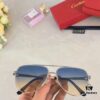 Cartier 2024 New Transparent Blue Sunglasses for Men, Retro Double-Bridge Driving Sunglasses, UV-Protective Eyewear for Travel and Outdoor Use