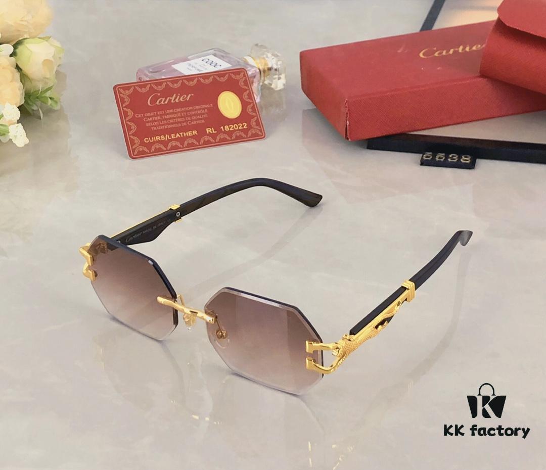 6931ac7bccd8ab3d7afa0cc3 Cartier New Style Frameless Panther Decorated Sunglasses, Retro Fashion Unisex Driving Sun Glasses