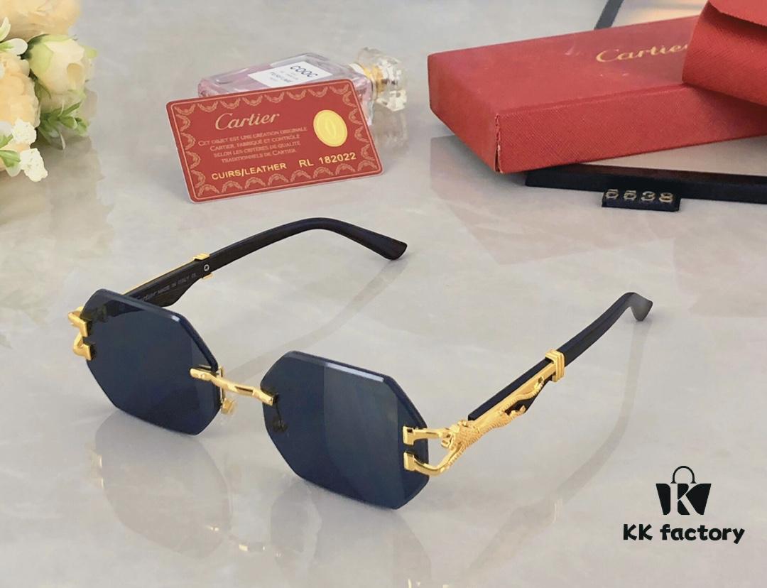 6931ac7bccd8ab3d7afa0cc4 Cartier New Style Frameless Panther Decorated Sunglasses, Retro Fashion Unisex Driving Sun Glasses