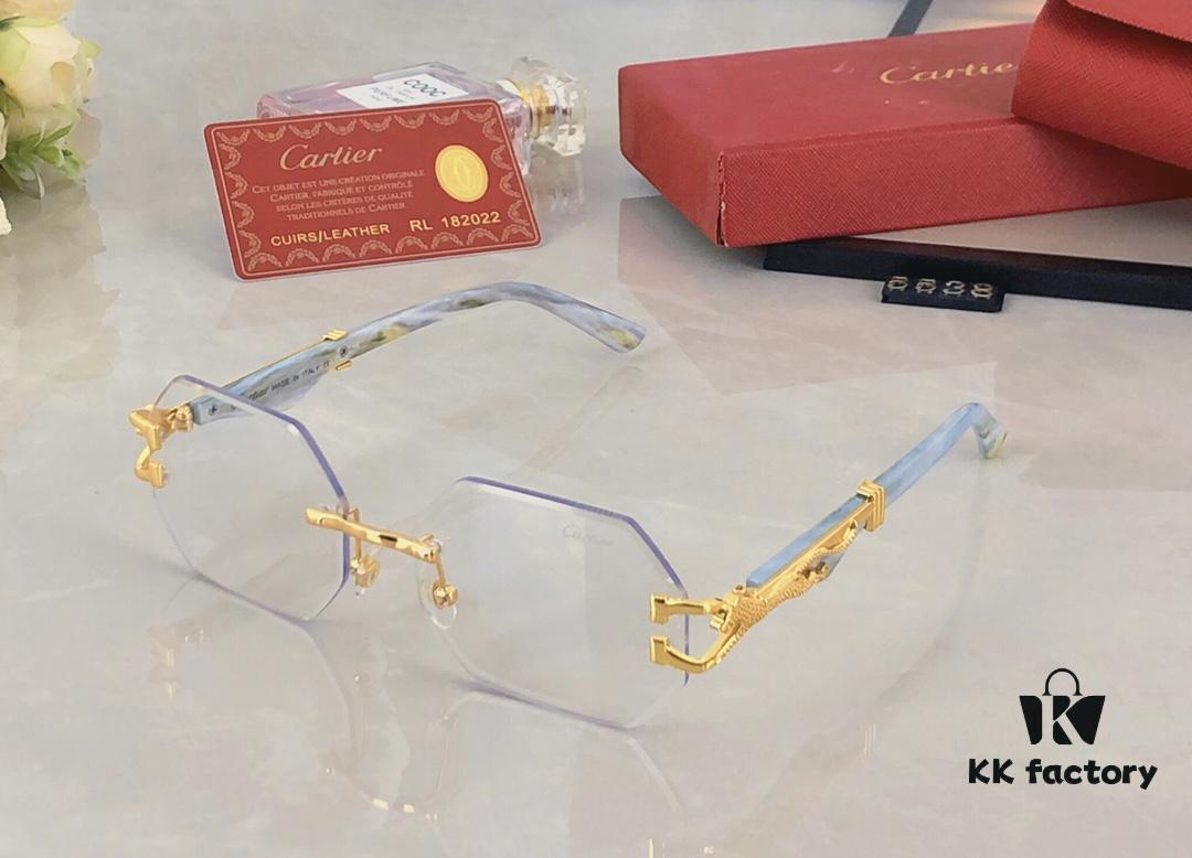 6931ac7bccd8ab3d7afa0cc5 Cartier New Style Frameless Panther Decorated Sunglasses, Retro Fashion Unisex Driving Sun Glasses