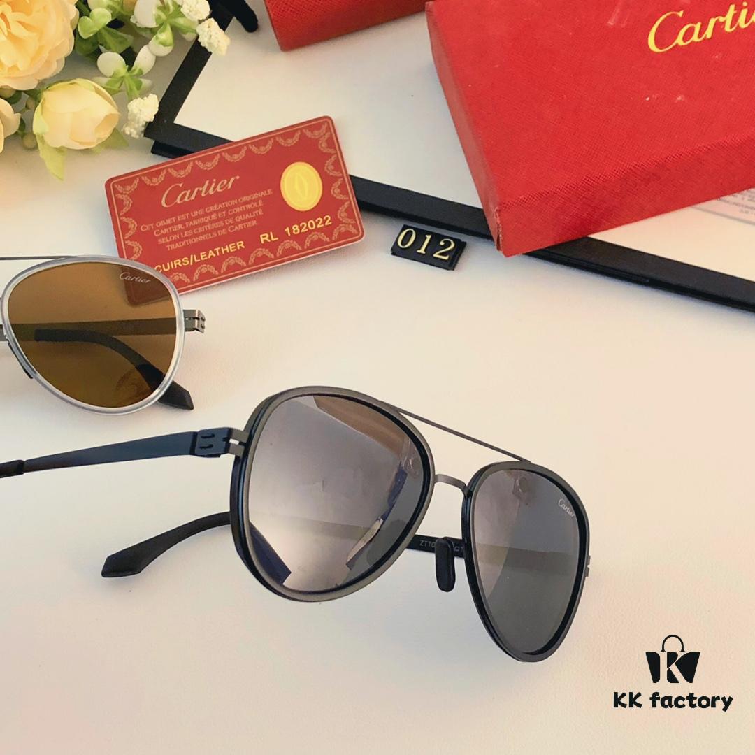 6931ac7cccd8ab3d7afa0cd2 Cartier Men's New Stainless Steel Leather High-Definition Polarized Sunglasses, Pilot Metal Double-Bridge UV Protection Aviator Driving Glasses