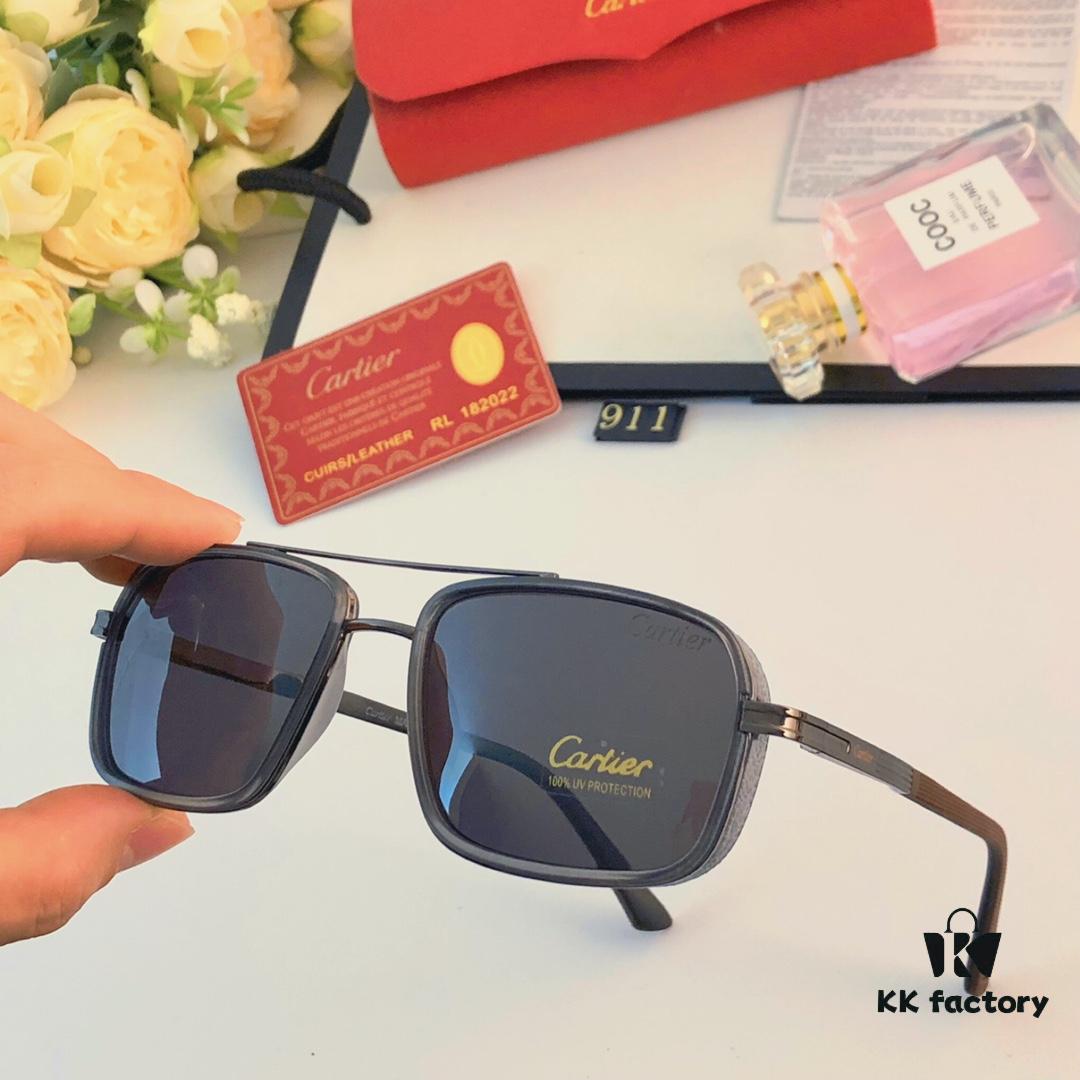 6931ac7eccd8ab3d7afa0cf2 Cartier Men's New Wide Double-Bridge Sunglasses, Retro Square Polarized Sun Glasses, Fashionable Casual Shades