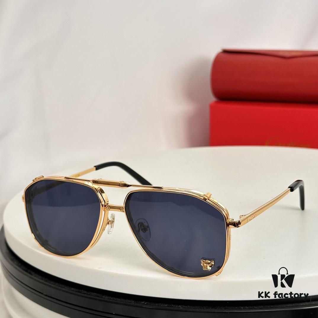 6931ac81ccd8ab3d7afa0d1e Cartier CT0637S Folding Cat-Eye Sunglasses with Leopard Head Inlay