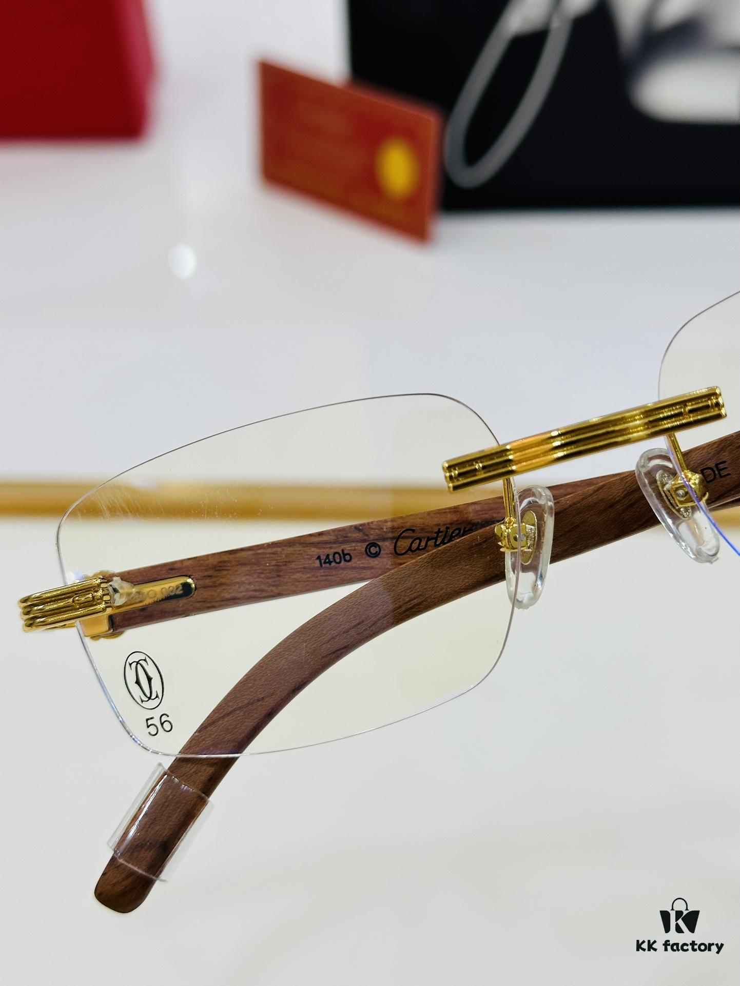 6931ac81ccd8ab3d7afa0d2a Cartier CT0286 Men's Eyeglasses - Size 54 □ 17-140, Universal Frame Shape for All Face Types, Comfortable Fit, Compatible with Prescription Lenses, Wooden Temples, Suitable as Sunglasses