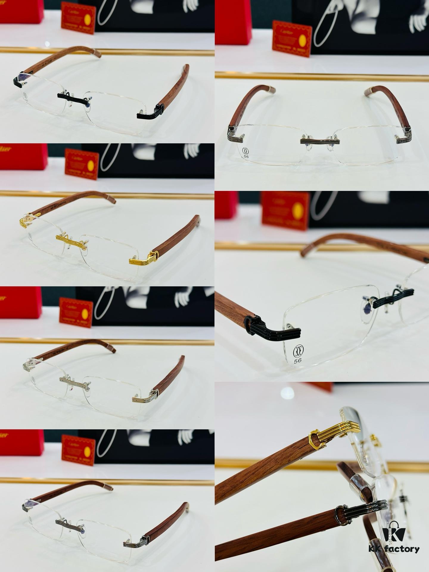 6931ac81ccd8ab3d7afa0d2c Cartier CT0286 Men's Eyeglasses - Size 54 □ 17-140, Universal Frame Shape for All Face Types, Comfortable Fit, Compatible with Prescription Lenses, Wooden Temples, Suitable as Sunglasses