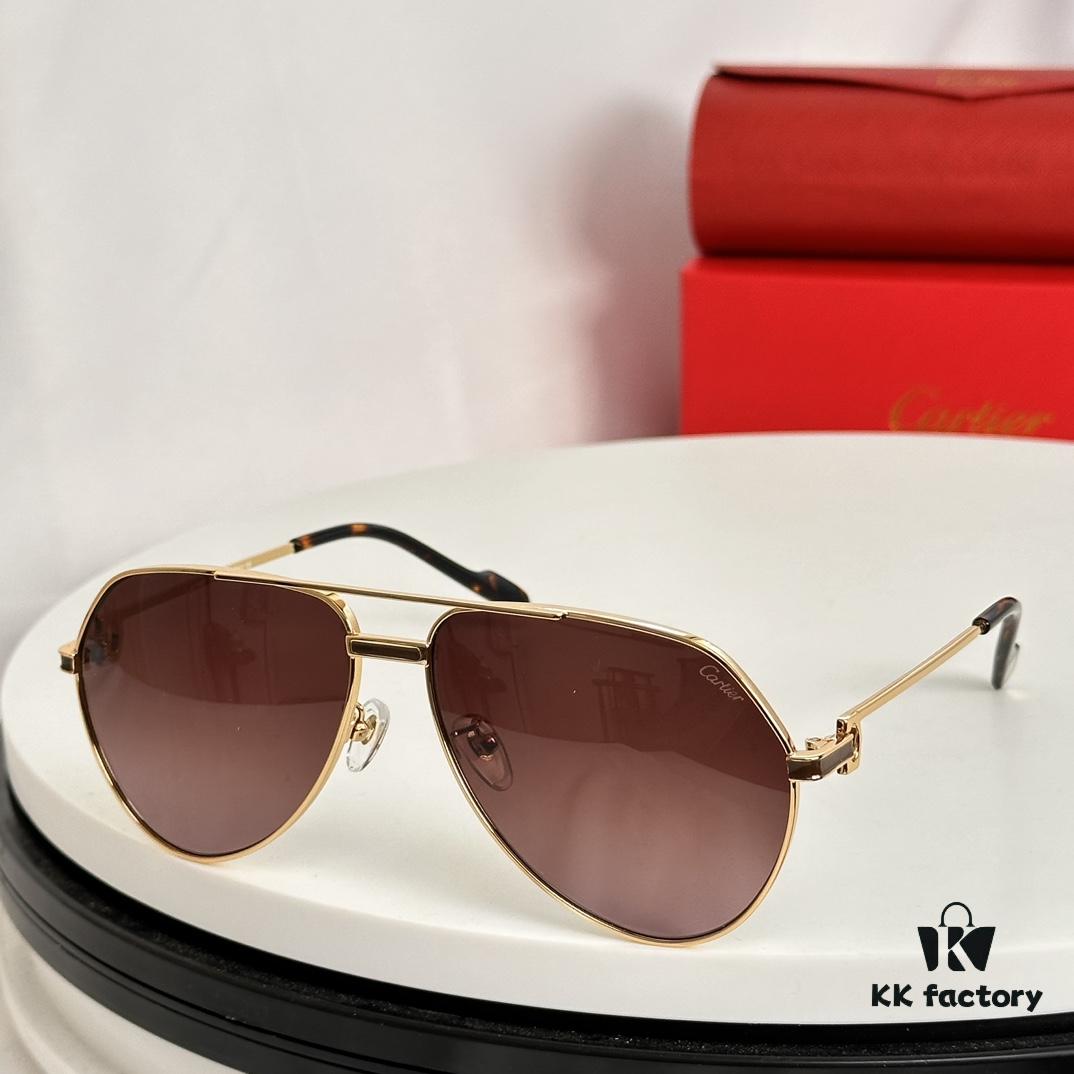 6931ac85ccd8ab3d7afa0d65 Authentic Cartier Première de Cartier Men's Sunglasses 18K Gold Plated Minimalist Wide Frame with Original Blue Coated Lenses CT0334 Size: 61 14-145