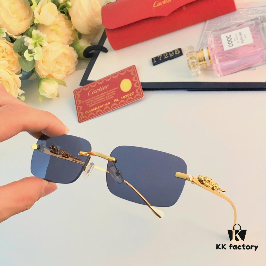 6931ac95ccd8ab3d7afa0e61 Cartier Frameless Pilot 2024 New Korean Style Trendy Men's Transparent Yellow Round Frame Glasses with Leopard Pattern Decoration, Stylish Sunglasses for Slimming Facial Look