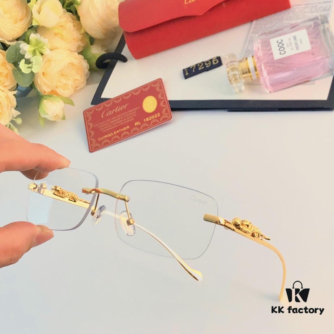 6931ac95ccd8ab3d7afa0e62 Cartier Frameless Pilot 2024 New Korean Style Trendy Men's Transparent Yellow Round Frame Glasses with Leopard Pattern Decoration, Stylish Sunglasses for Slimming Facial Look