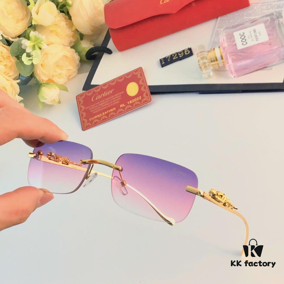 6931ac96ccd8ab3d7afa0e63 Cartier Frameless Pilot 2024 New Korean Style Trendy Men's Transparent Yellow Round Frame Glasses with Leopard Pattern Decoration, Stylish Sunglasses for Slimming Facial Look