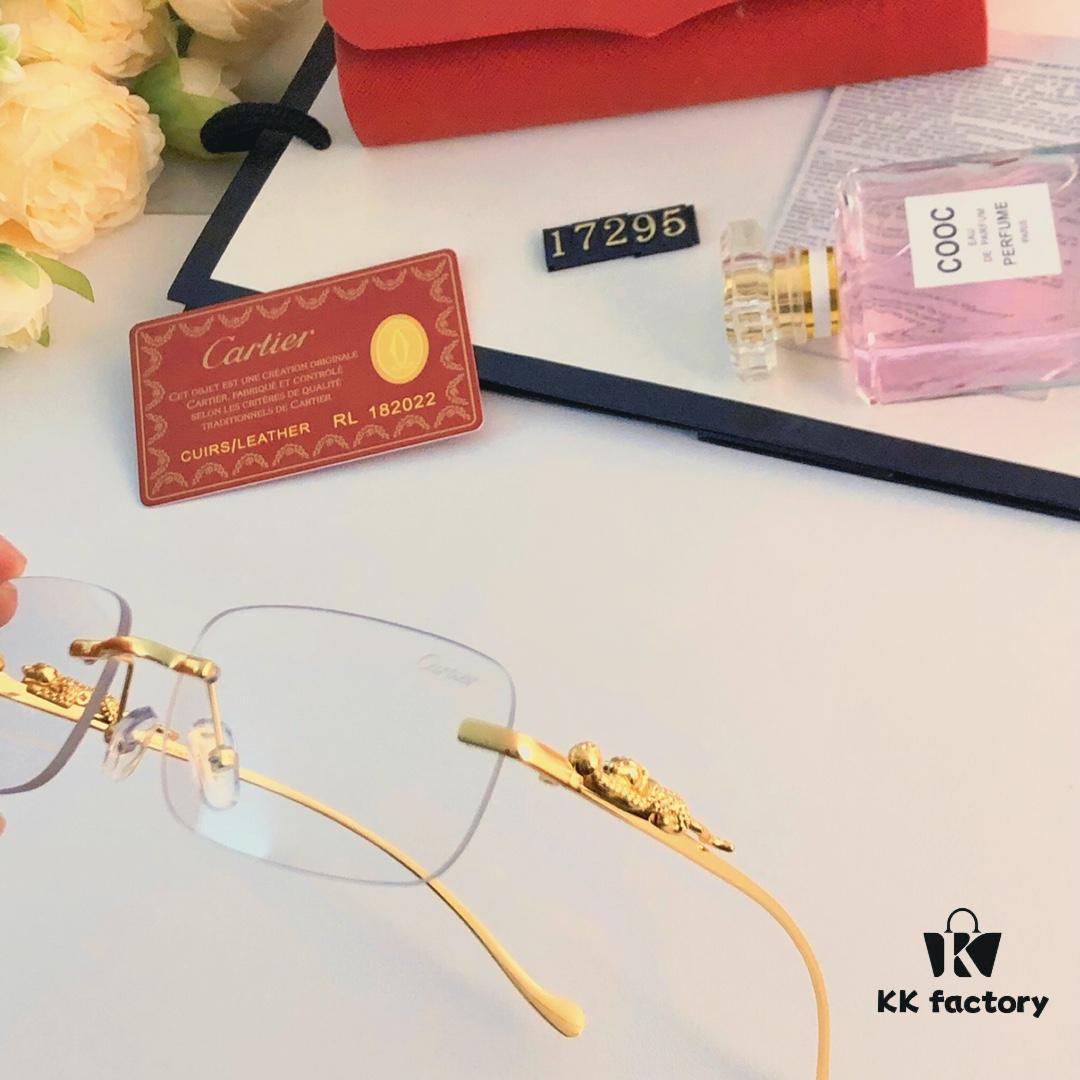 6931ac96ccd8ab3d7afa0e67 Cartier Frameless Pilot 2024 New Korean Style Trendy Men's Transparent Yellow Round Frame Glasses with Leopard Pattern Decoration, Stylish Sunglasses for Slimming Facial Look