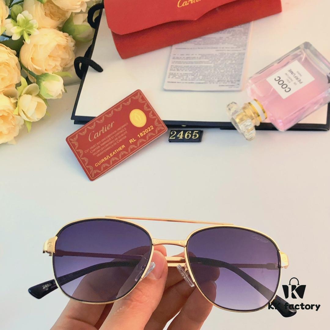 6931ac98ccd8ab3d7afa0e8a Cartier Double Bridge Frog-Shaped Sunglasses Cross-border New Arrival Oval Metal European and American Fashion Sun Glasses for Men and Women, Unisex Couple Shades