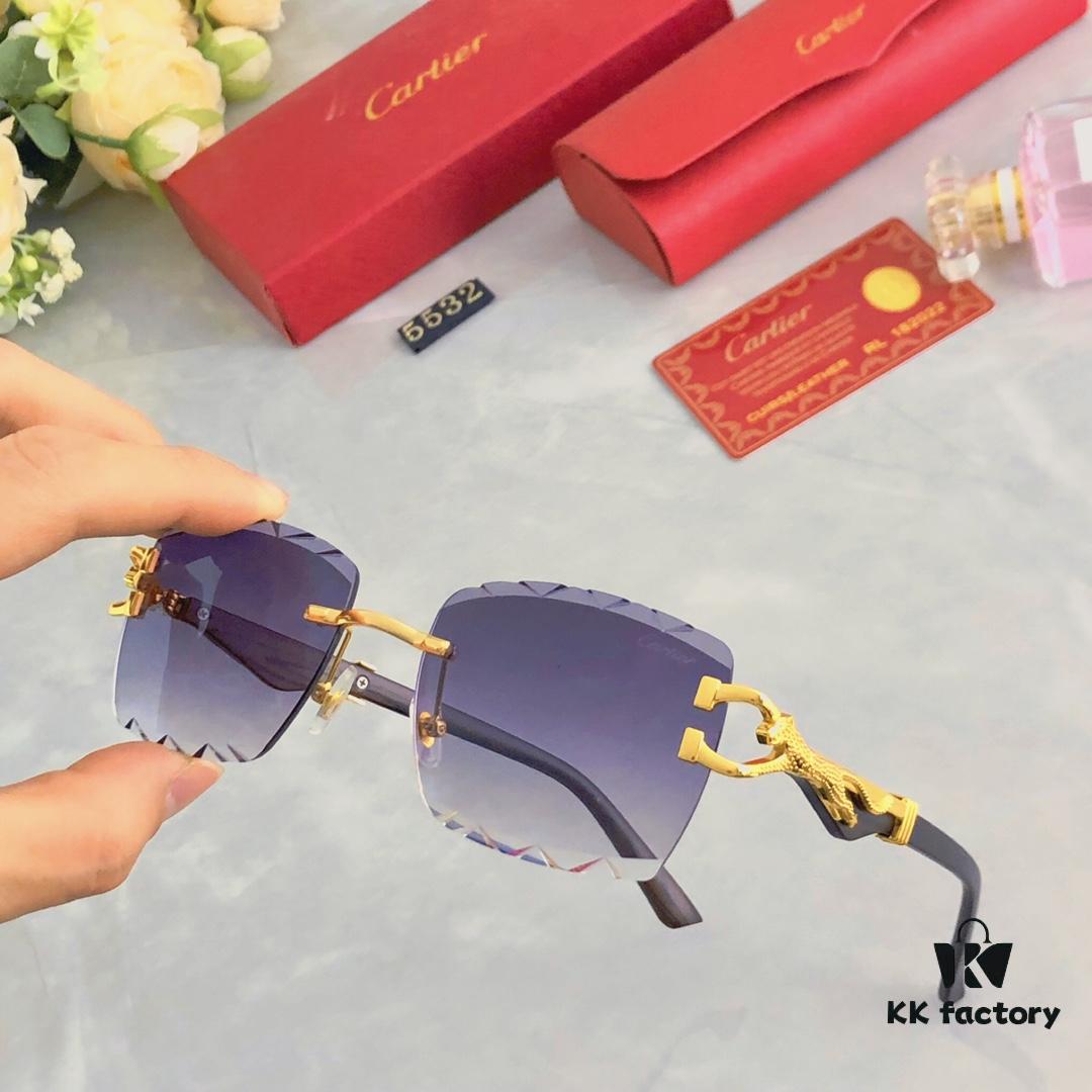 6931ac9dccd8ab3d7afa0ed0 Cartier New Frameless Cut-edge Panther Head Sunglasses for Men, Retro Stylish Leopard Design Double-bridge Square Sunglasses for Women