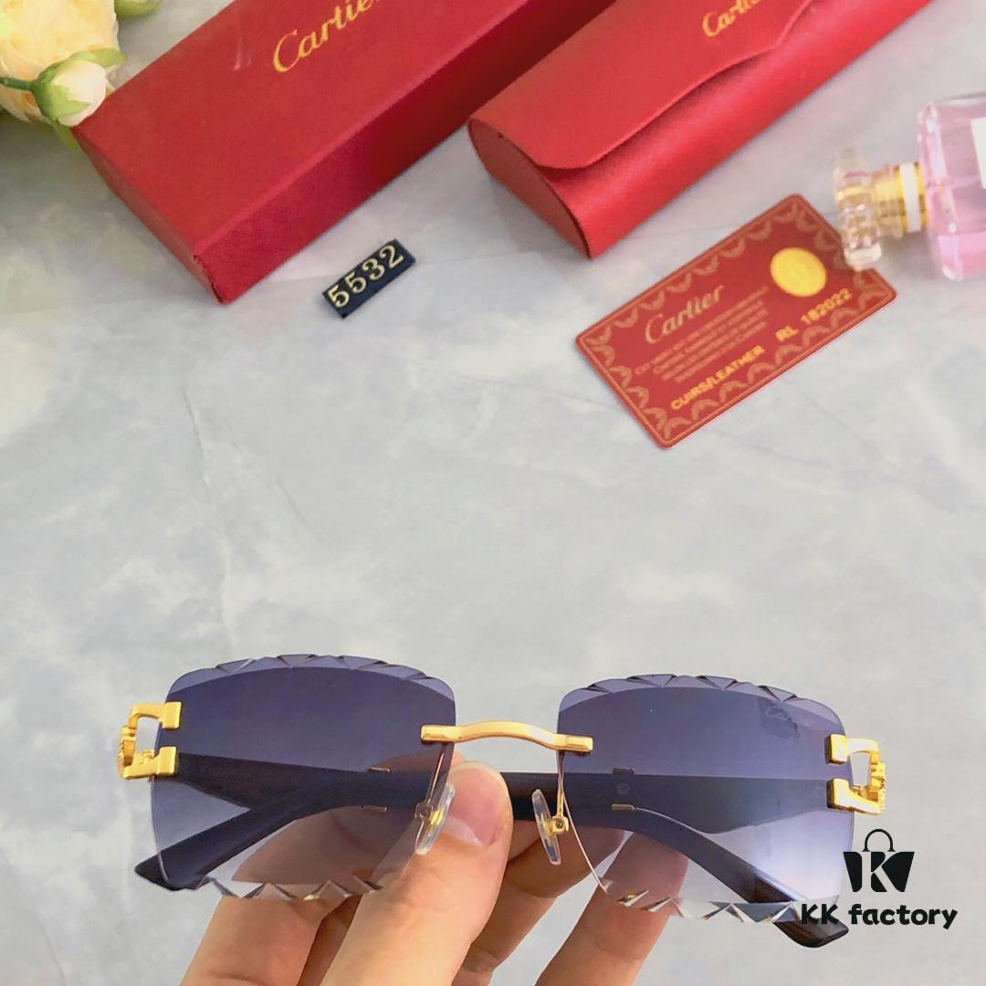 6931ac9dccd8ab3d7afa0ed2 Cartier New Frameless Cut-edge Panther Head Sunglasses for Men, Retro Stylish Leopard Design Double-bridge Square Sunglasses for Women