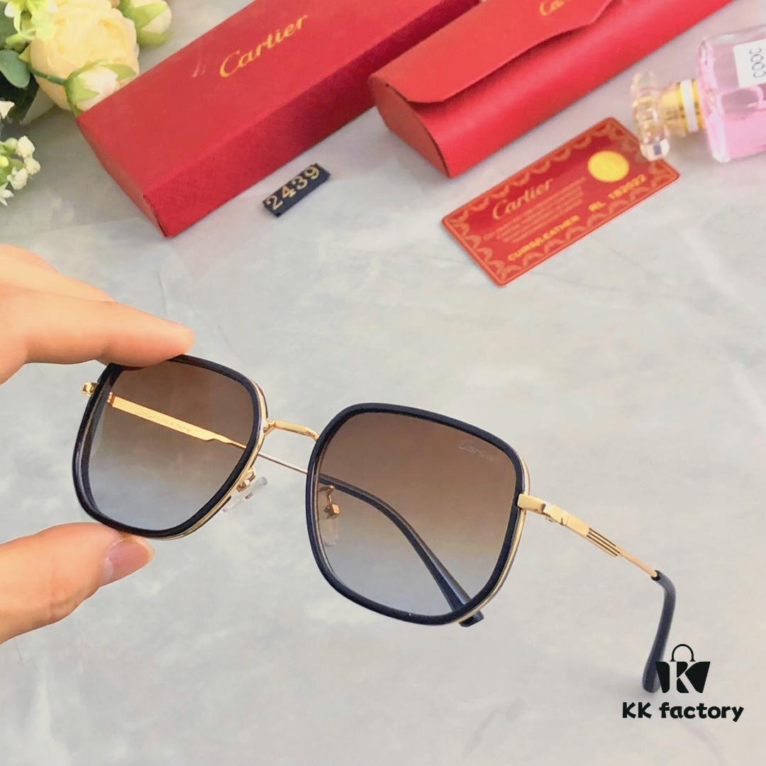 6931ac9dccd8ab3d7afa0ed8 Cartier Korean-style Brown Sunglasses for Men and Women, Stylish Retro Round Frame Sun Glasses for Driving, UV Protection, Slim Fit for Round Faces