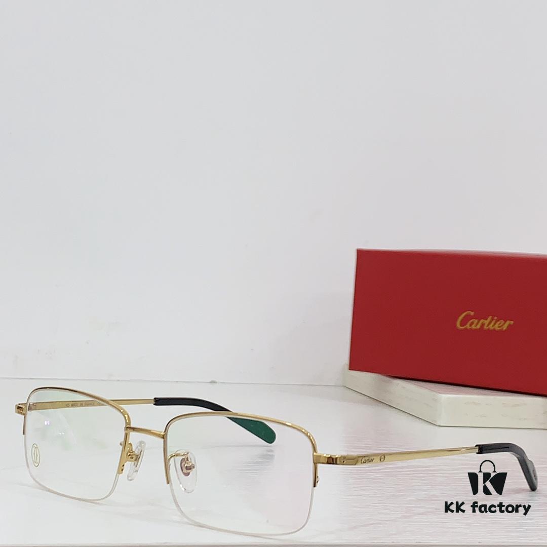 6931ac9fccd8ab3d7afa0ef0 Cartier CT0255O Size: 55 □ 18-145 Letter Screw Temple High-Quality Business Ultra-Light Pure Titanium Half-Rim Square Fashion Eyeglass Frame Sunglasses