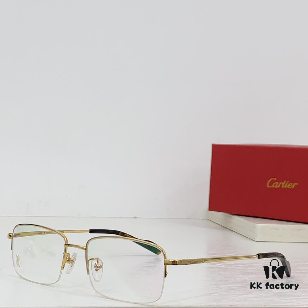 6931ac9fccd8ab3d7afa0ef1 Cartier CT0255O Size: 55 □ 18-145 Letter Screw Temple High-Quality Business Ultra-Light Pure Titanium Half-Rim Square Fashion Eyeglass Frame Sunglasses