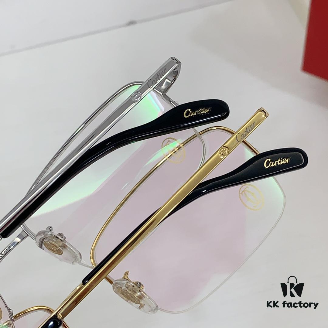 6931ac9fccd8ab3d7afa0ef5 Cartier CT0255O Size: 55 □ 18-145 Letter Screw Temple High-Quality Business Ultra-Light Pure Titanium Half-Rim Square Fashion Eyeglass Frame Sunglasses