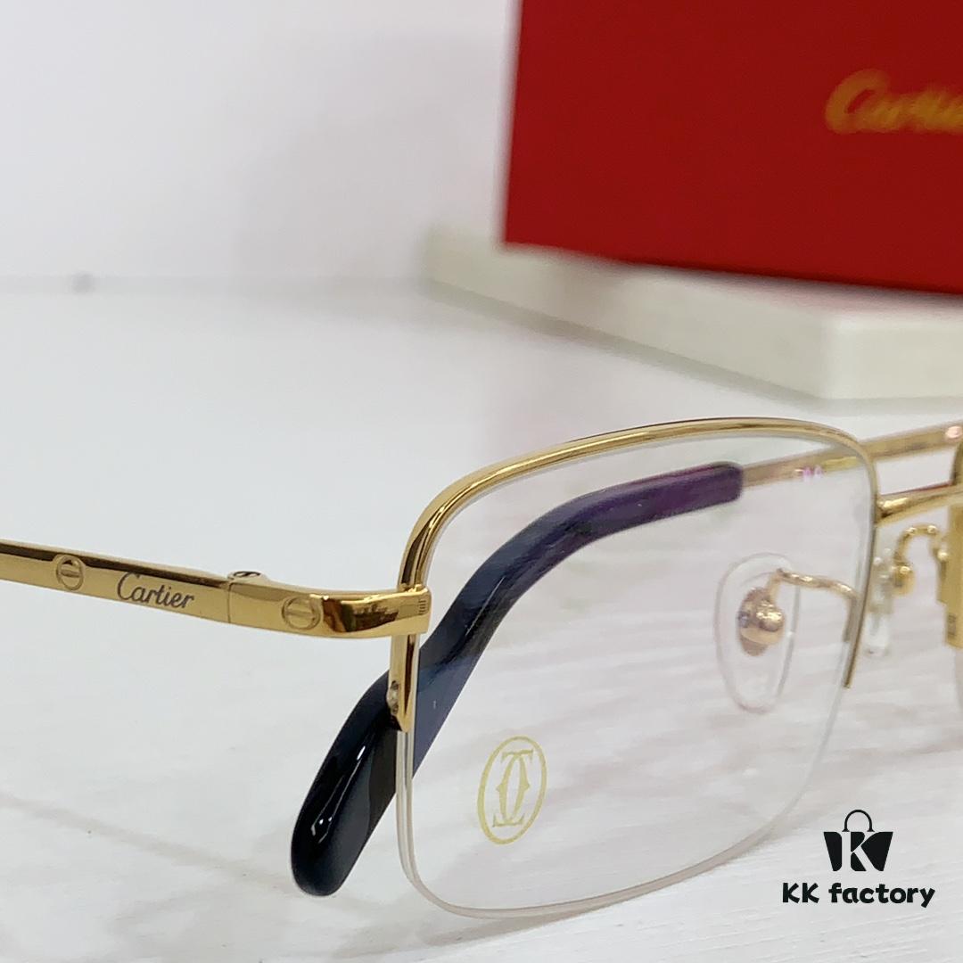 6931ac9fccd8ab3d7afa0ef6 Cartier CT0255O Size: 55 □ 18-145 Letter Screw Temple High-Quality Business Ultra-Light Pure Titanium Half-Rim Square Fashion Eyeglass Frame Sunglasses