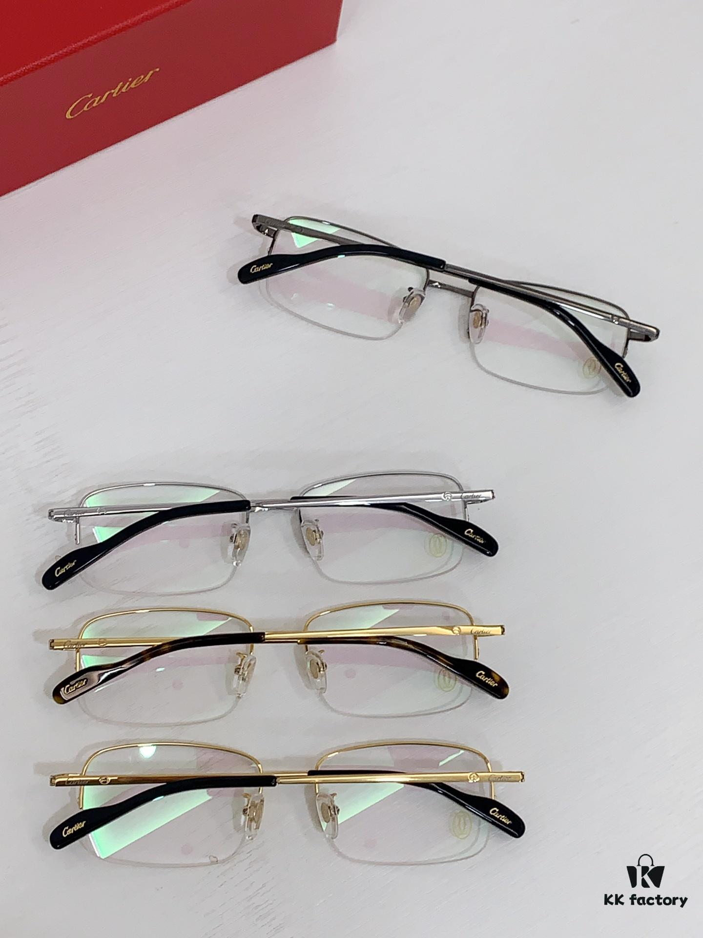 6931ac9fccd8ab3d7afa0ef7 Cartier CT0255O Size: 55 □ 18-145 Letter Screw Temple High-Quality Business Ultra-Light Pure Titanium Half-Rim Square Fashion Eyeglass Frame Sunglasses