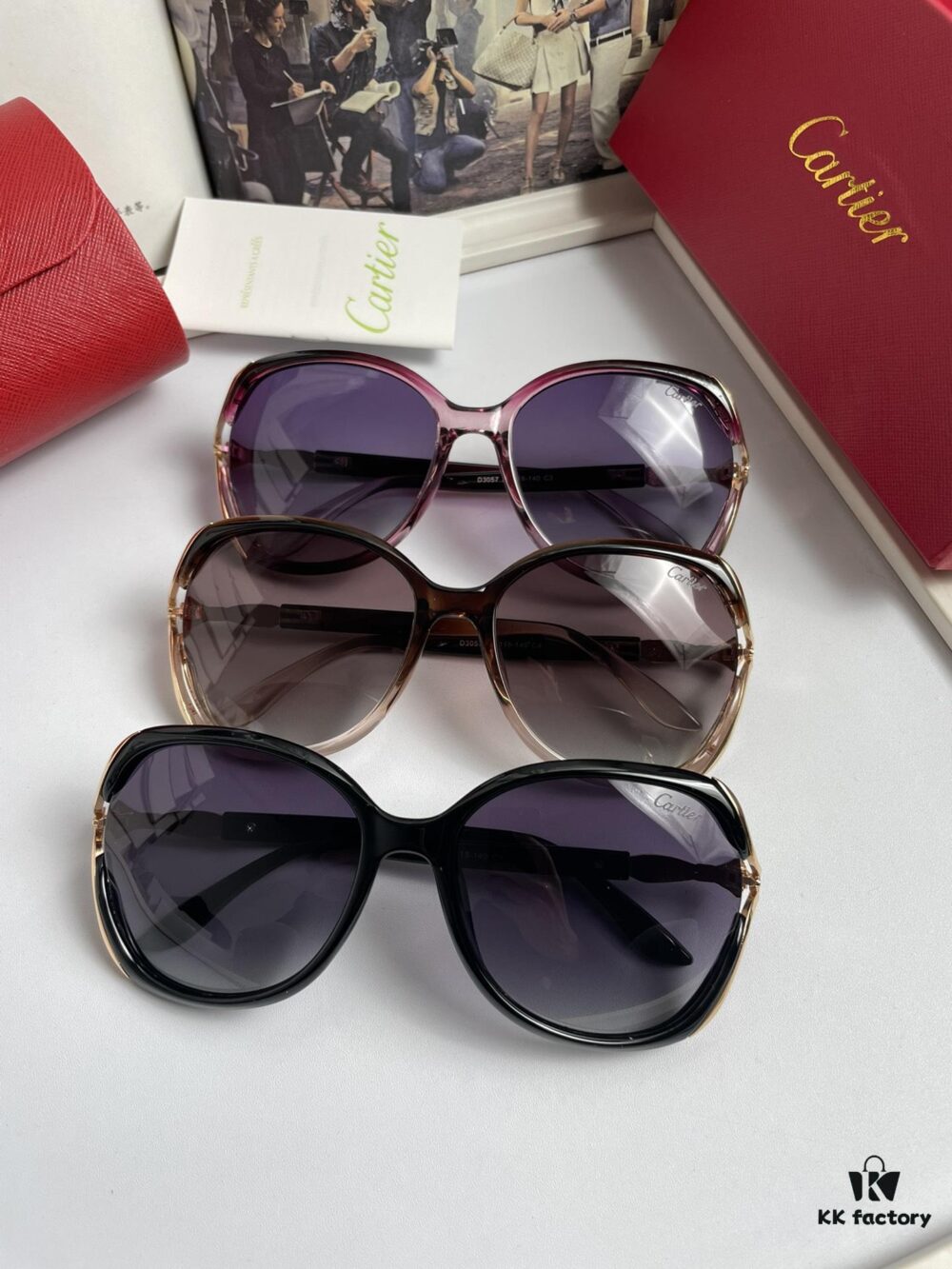 6931aca3ccd8ab3d7afa0f2f New Cartier Women's Sunglasses with Fox Head Temple Design, PC Frame and Imported Polarized Lenses