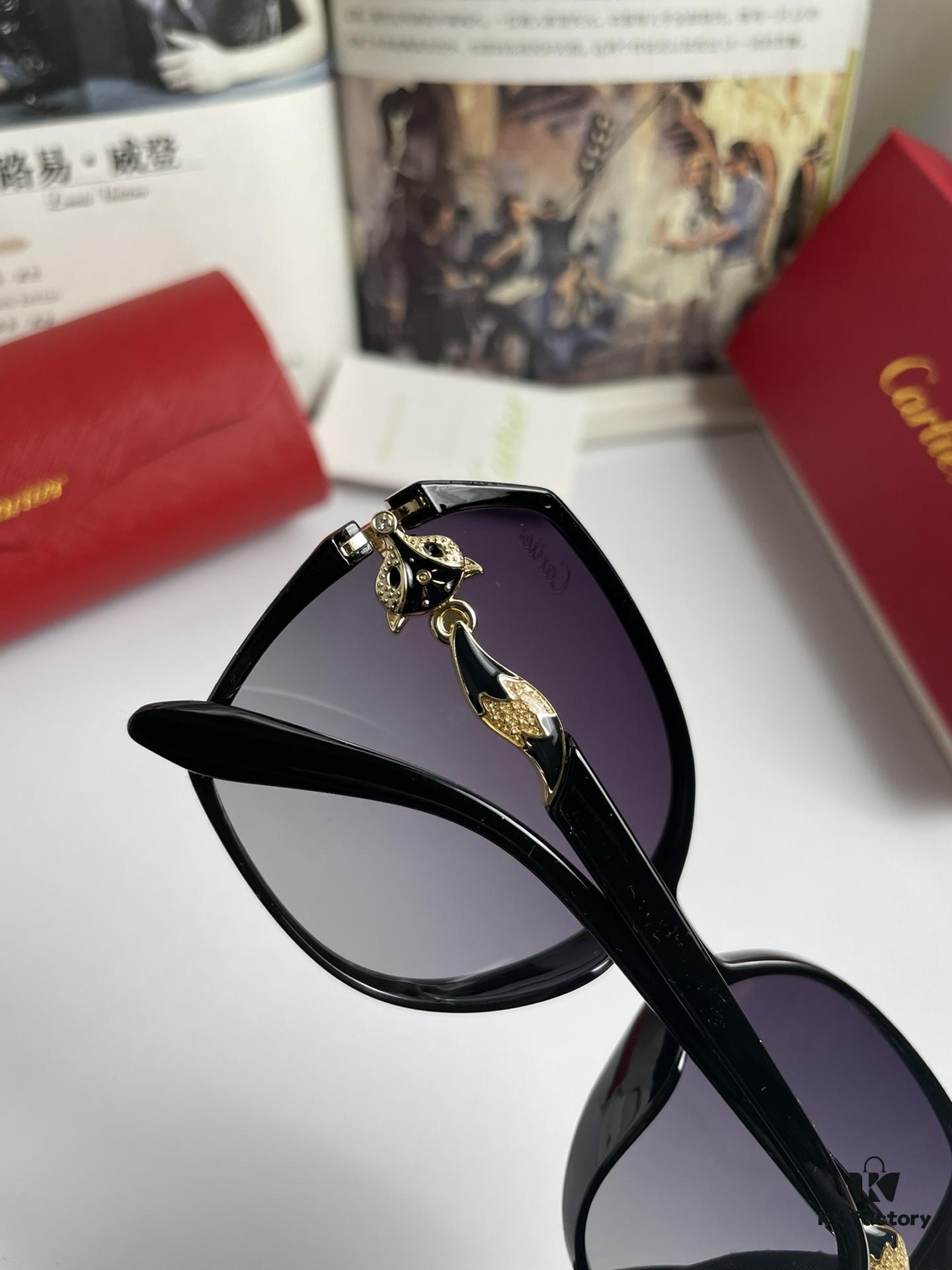 6931aca5ccd8ab3d7afa0f49 New Women's Cartier-inspired Sunglasses with Fox Head Temples, PC Frame and Polarized Lenses