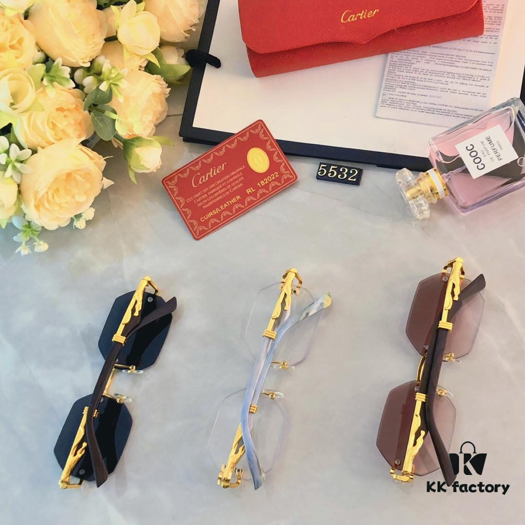 6931aca6ccd8ab3d7afa0f5d Cartier New Model Stylish Frameless Panther Decorated Sunglasses, Retro Fashion Unisex Driving Sun Glasses