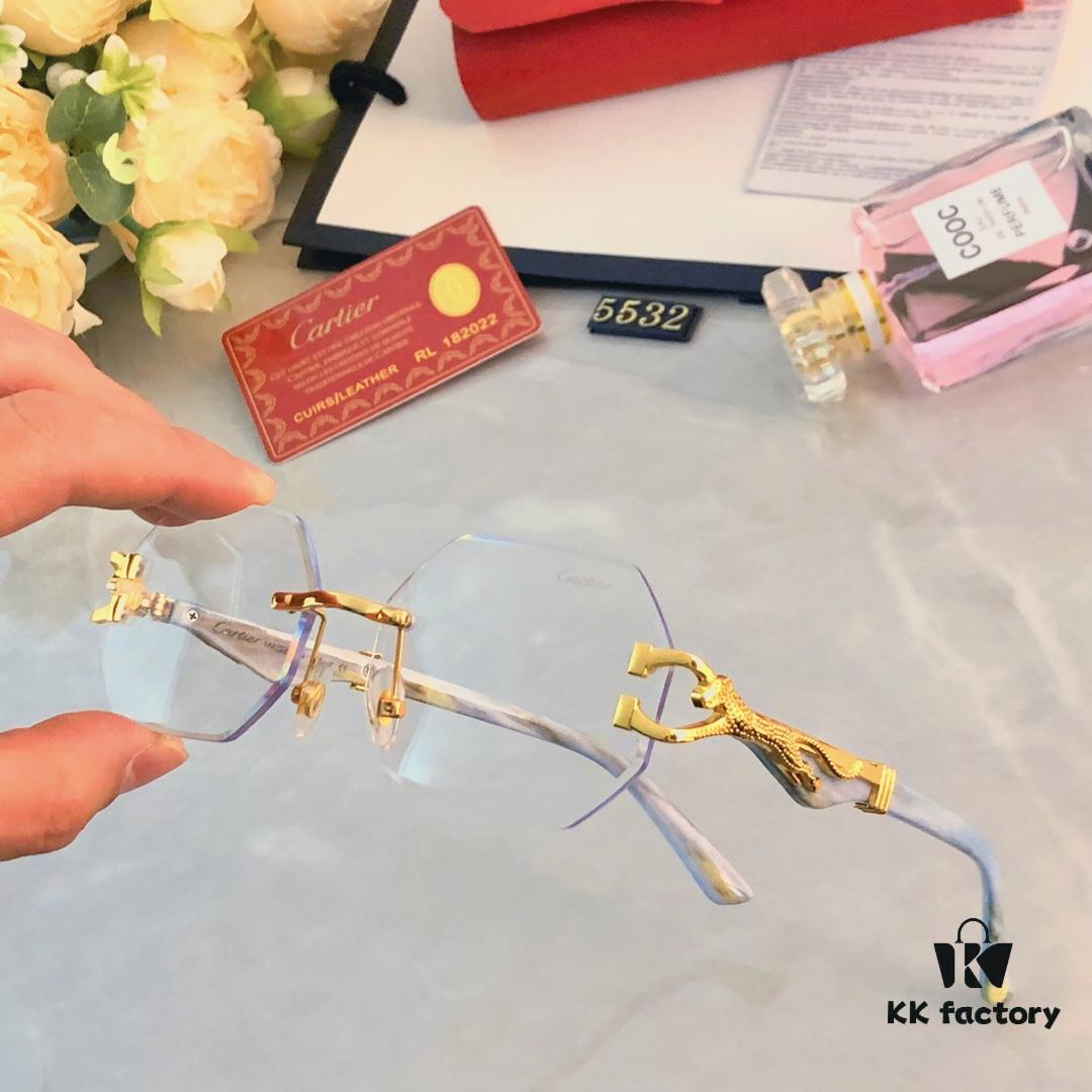 6931aca6ccd8ab3d7afa0f5e Cartier New Model Stylish Frameless Panther Decorated Sunglasses, Retro Fashion Unisex Driving Sun Glasses