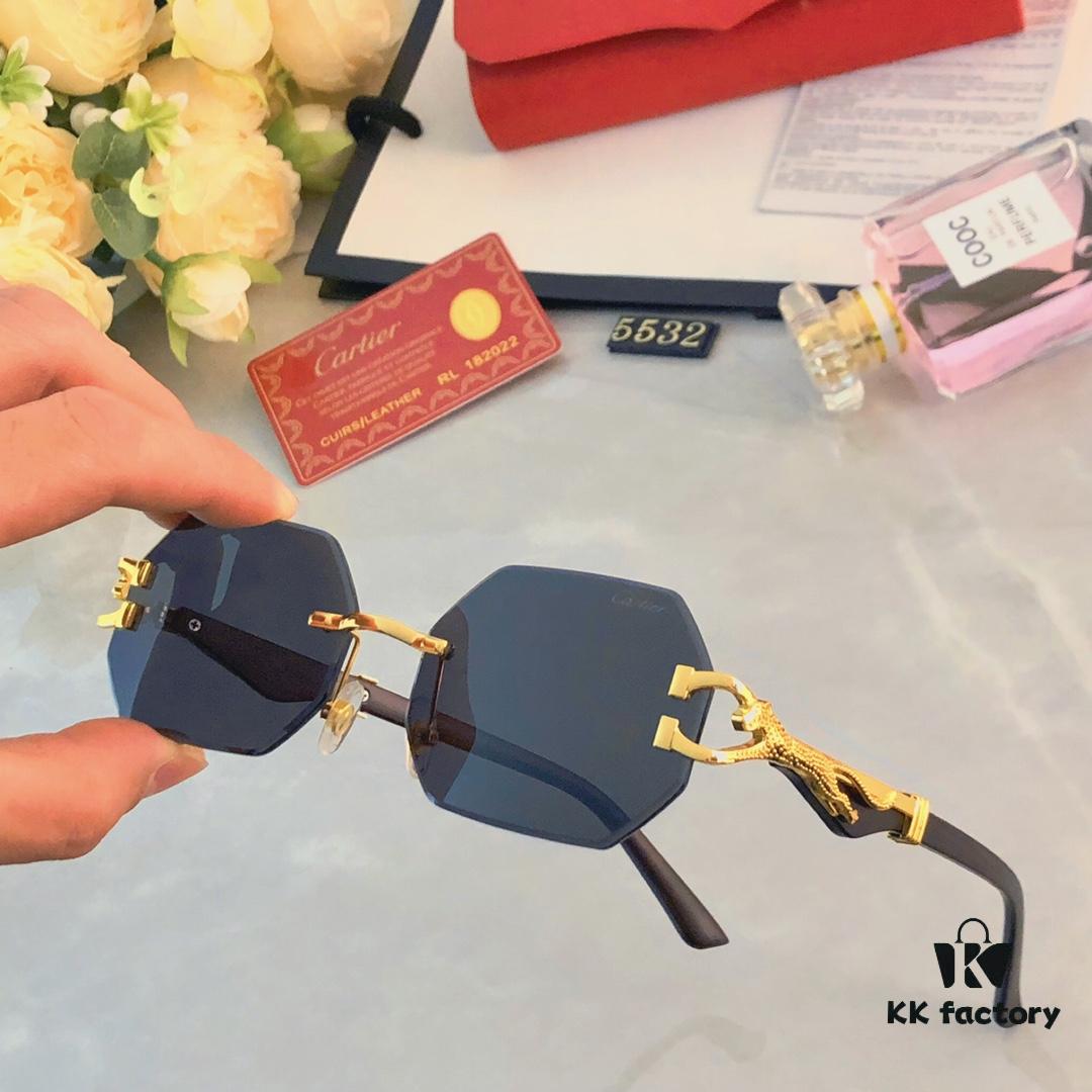 6931aca6ccd8ab3d7afa0f5f Cartier New Model Stylish Frameless Panther Decorated Sunglasses, Retro Fashion Unisex Driving Sun Glasses