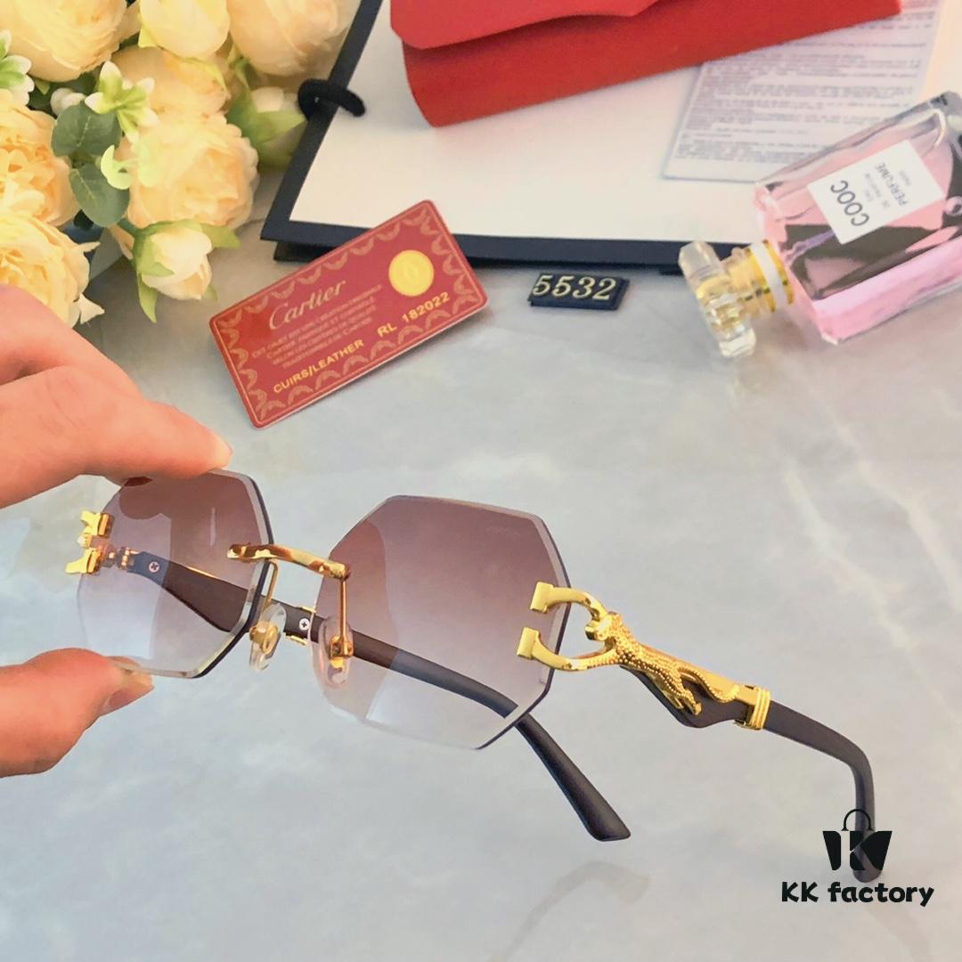 6931aca6ccd8ab3d7afa0f60 Cartier New Model Stylish Frameless Panther Decorated Sunglasses, Retro Fashion Unisex Driving Sun Glasses