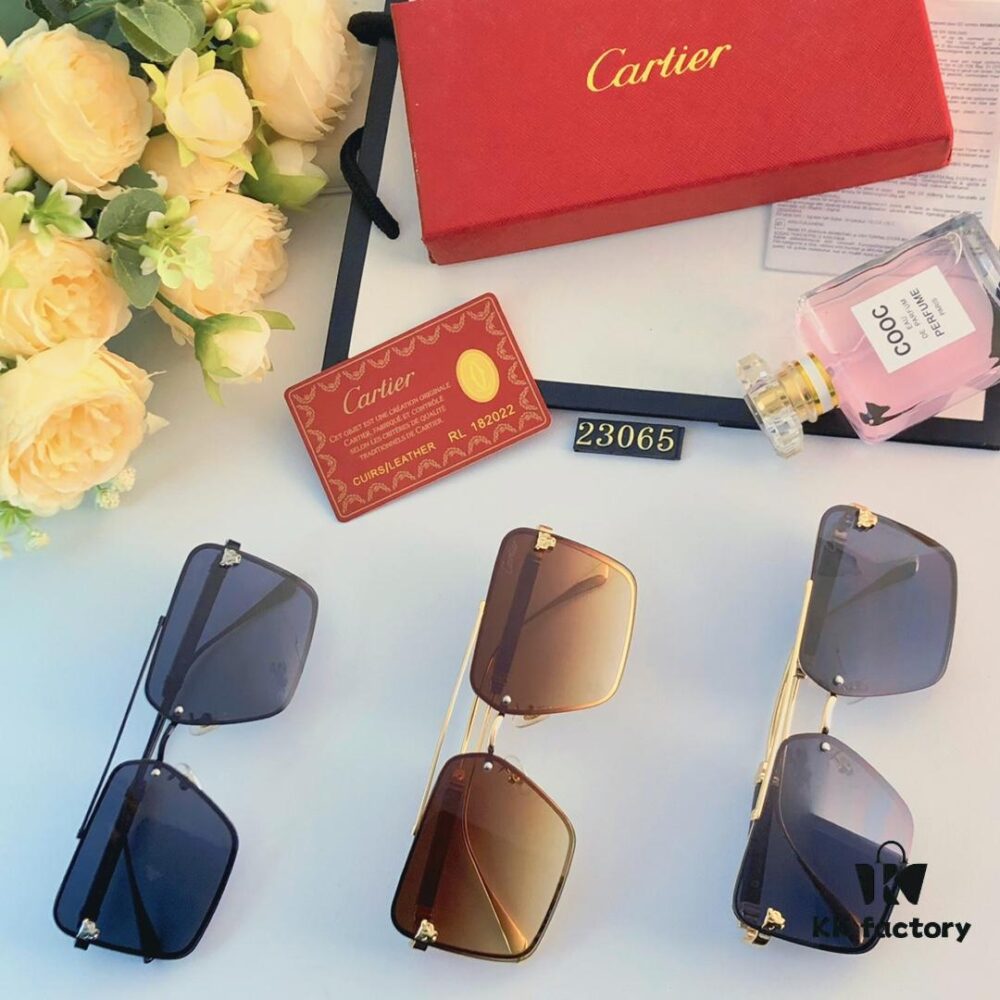 6931aca8ccd8ab3d7afa0f77 Cartier Korean-style Fashionable Minimalist Rimless Cut-out Sunglasses, Unisex Double Bridge with Wooden Temple, Vintage Sun Protection Shades