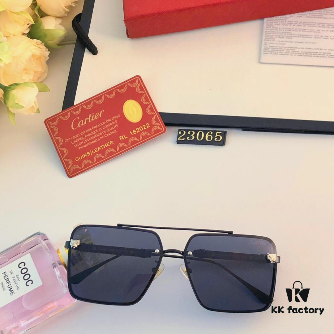6931aca8ccd8ab3d7afa0f7c Cartier Korean-style Fashionable Minimalist Rimless Cut-out Sunglasses, Unisex Double Bridge with Wooden Temple, Vintage Sun Protection Shades