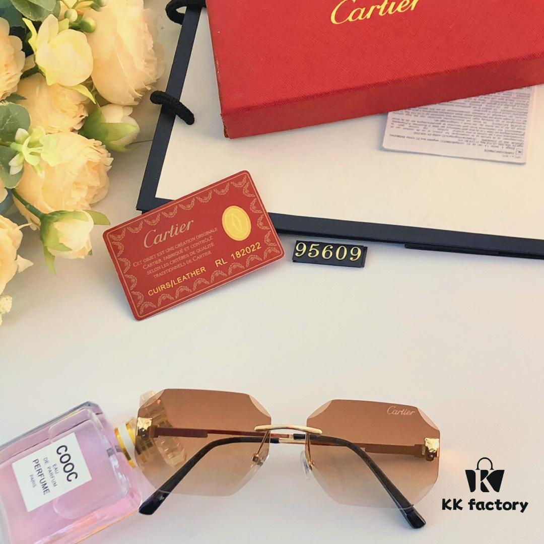 Cartier European and American Stylish Small Frame Polygonal Sunglasses Frameless Ins-style Popular Online Influencer Street Snap Glasses