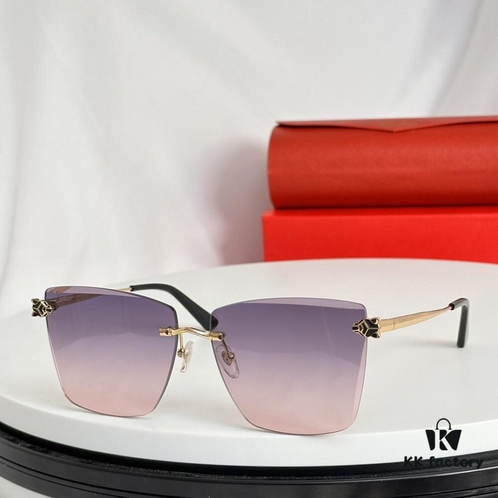6931acabccd8ab3d7afa0fa4 Official Website New Arrival Classic Painted Leopard Head Cartier Gold-Plated CT0397S Sunglasses