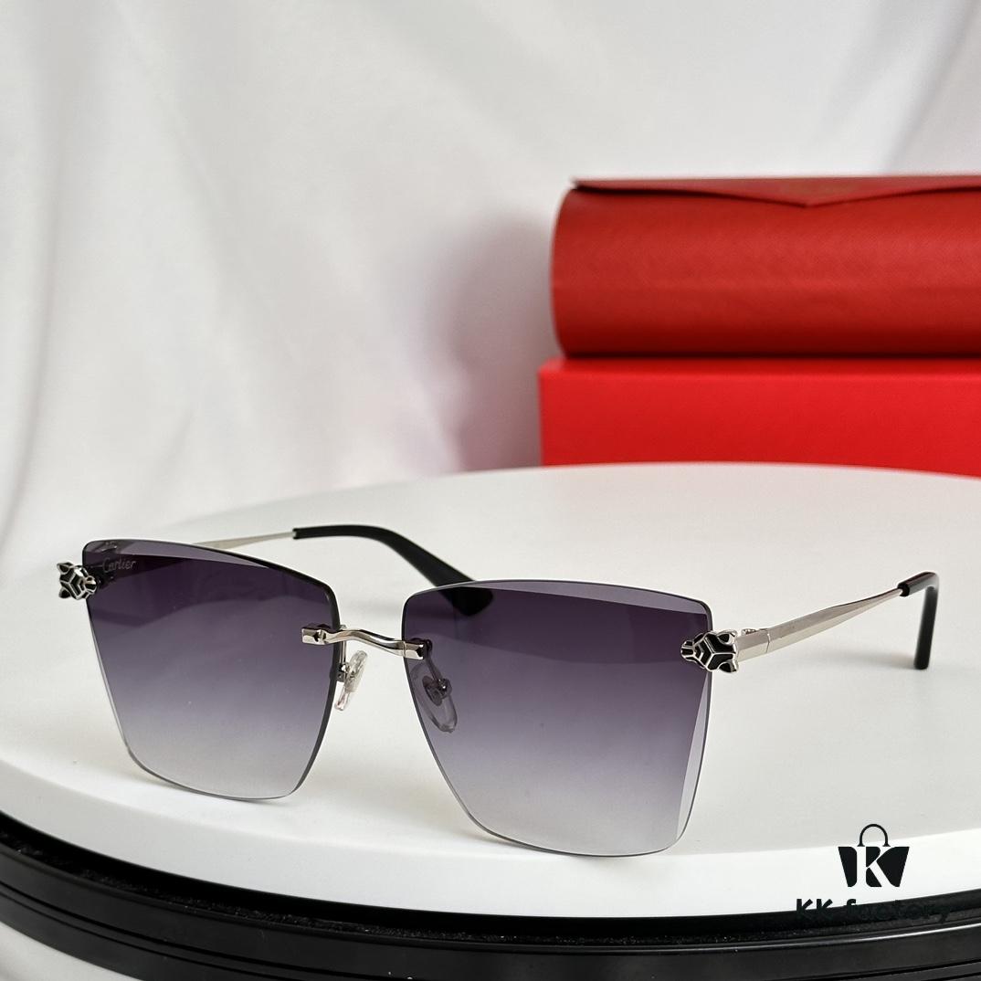 Official Website New Arrival Classic Painted Leopard Head Cartier Gold-Plated CT0397S Sunglasses