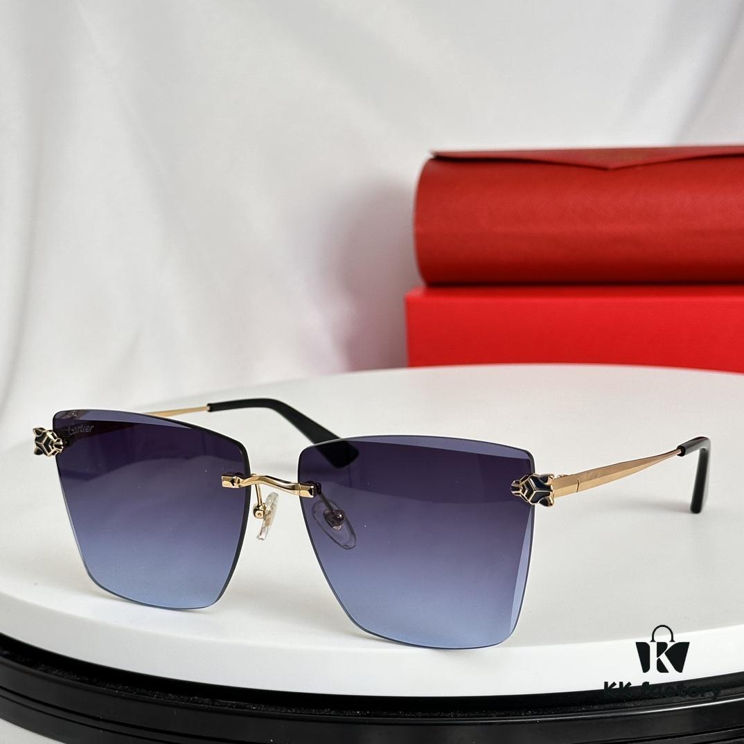 Official Website New Arrival Classic Painted Leopard Head Cartier Gold-Plated CT0397S Sunglasses