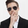 6931acabccd8ab3d7afa0fad Santos de Cartier Original Spring Hinge Aviator Sunglasses, Gold Plated Brushed Platinum Bicolor Metal, High-Definition Authentic Lenses, Model 0325, Size 59-19 145
