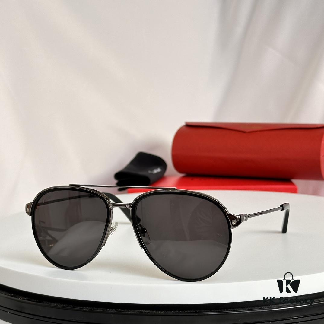 6931acabccd8ab3d7afa0fb0 Santos de Cartier Original Spring Hinge Aviator Sunglasses, Gold Plated Brushed Platinum Bicolor Metal, High-Definition Authentic Lenses, Model 0325, Size 59-19 145