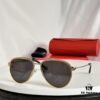 6931acabccd8ab3d7afa0fb1 Santos de Cartier Original Spring Hinge Aviator Sunglasses, Gold Plated Brushed Platinum Bicolor Metal, High-Definition Authentic Lenses, Model 0325, Size 59-19 145
