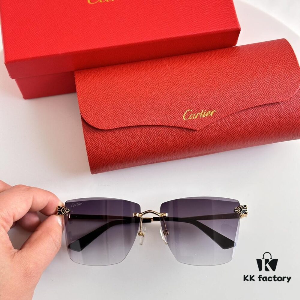 6931acaeccd8ab3d7afa0fd1 Official Website New Arrival Classic Painted Leopard Head Cartier Gold-Plated CT0397S Sunglasses