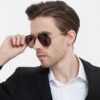 6931acafccd8ab3d7afa0fec Original Spring Hinge Santos de Cartier Sunglasses, Golden Electroplated Brushed Platinum Bicolor Metal, Aviator Style, High-Definition Authentic Lenses, the Pinnacle of Eyewear