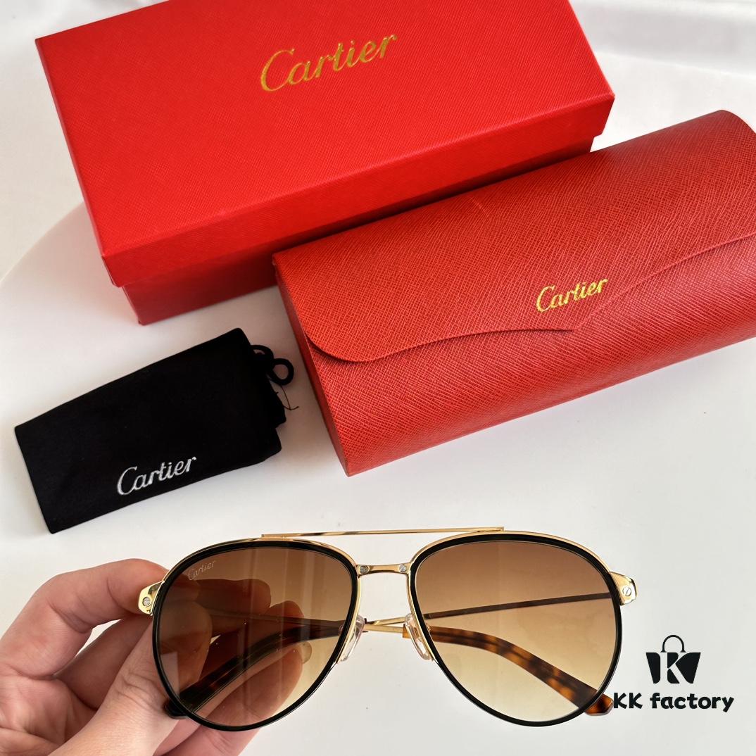 6931acb0ccd8ab3d7afa0ff3 Original Spring Hinge Santos de Cartier Sunglasses, Golden Electroplated Brushed Platinum Bicolor Metal, Aviator Style, High-Definition Authentic Lenses, the Pinnacle of Eyewear
