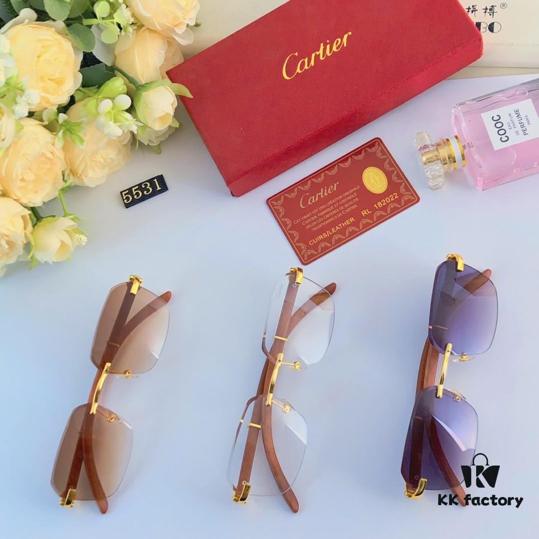 6931acb8ccd8ab3d7afa1069 Cartier 2024 New Arrival Wooden Frame Temple Sunglasses, Frameless Fashion Unisex Eyewear